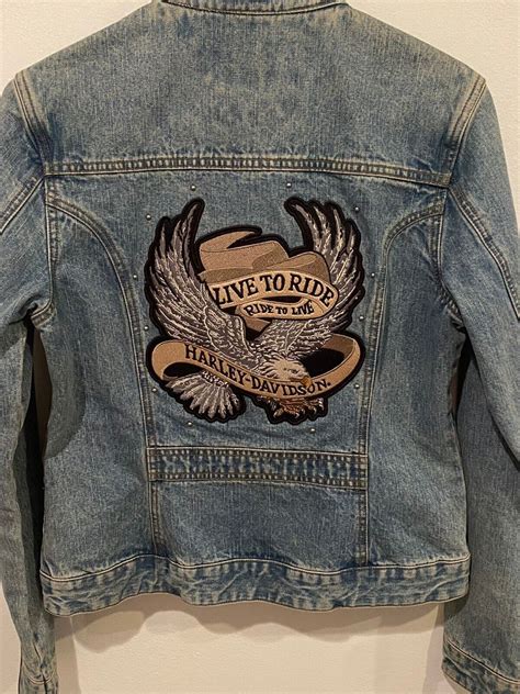 Harley Davidson Motorcycles Blue Jean Jacket Woman … Gem