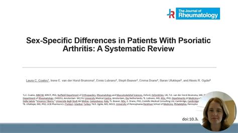 Video Abstract Sex Specific Differences In Patients With Psoriatic Arthritis A Systematic