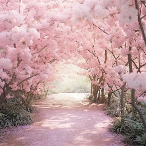 Premium Photo Beautiful Cherry Blossom Garden