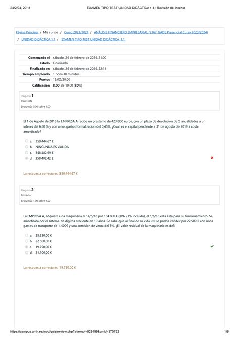 Examen Tipo Test Unidad Did Ctica Revisi N Del Intento P Gina