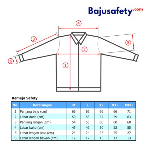 tabel ukuran wearpack lengan panjang wearpack baju safety