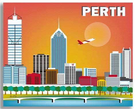 Perth Skyline Print Wall Art Perth Poster Perth Map Etsy Australia