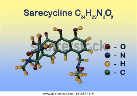 Structural Chemical Formula Molecular Model Sarecycline Stock