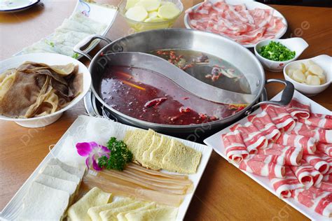 Photo Of Hot Pot With Mandarin Duck Pot Background Delicious Hot Pot Side Dishes Background