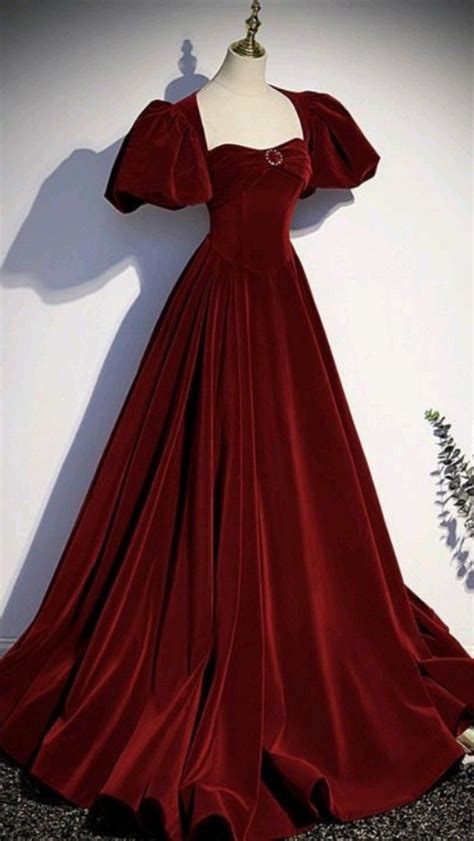 Red Velvet Dress Evening Dresses With Sleeves Beautiful Prom