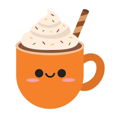 Cute Hot Chocolate Mug Clipart Illustration With Kawaii Hand Drawn