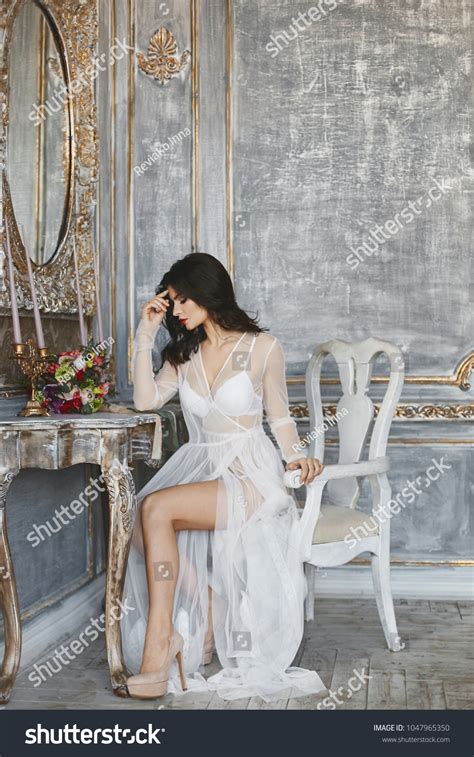 Half Naked Sexy Beautiful Brunette Model Stock Photo 1047965350 Shutterstock