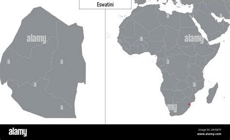 Map Of Eswatini And Location On Africa Map Vector Illustration Stock