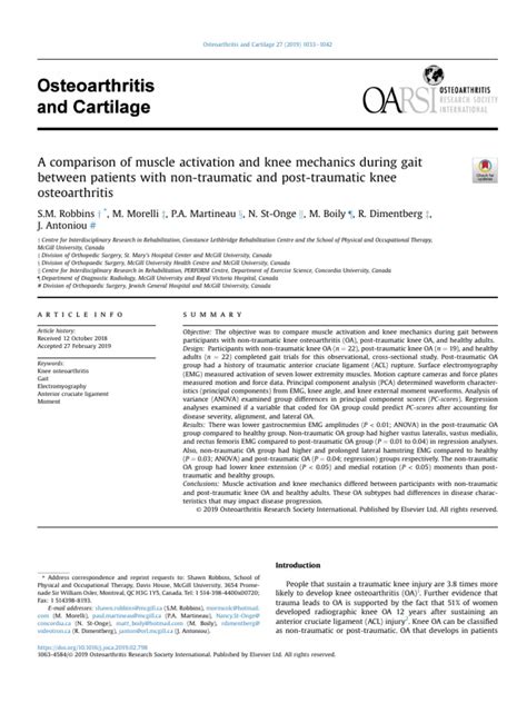A Comparison of Muscle Activation and Knee Mechanics During Gait ...