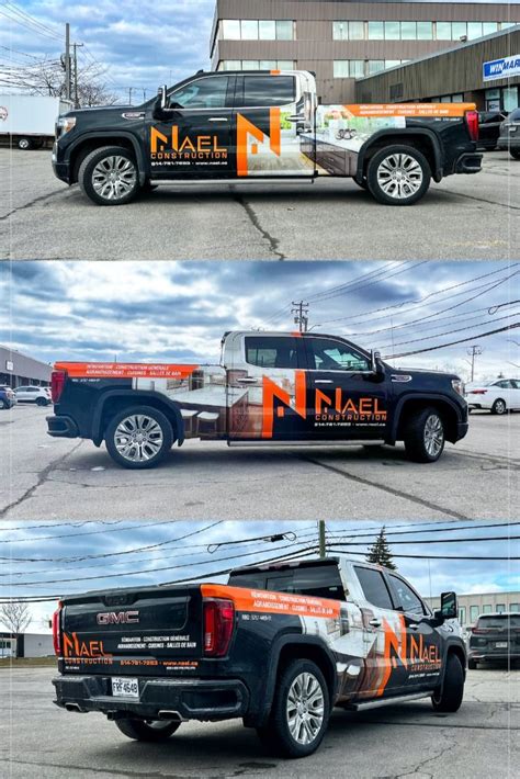 Pickup Truck Partial Wrap And Lettering On A Gmc Sierra Crew Cab