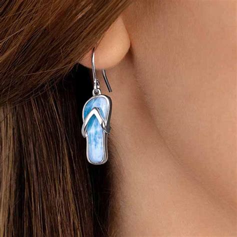 Flip Flop Earrings In Sterling Silver By Marahlago Larimar