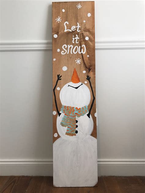 Let It Snow Snowman And Welcome Double Sided Porch Sign Etsy