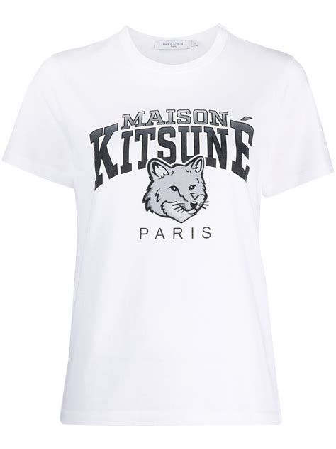 Maison Kitsun Campus Fox Cotton T Shirt White Farfetch