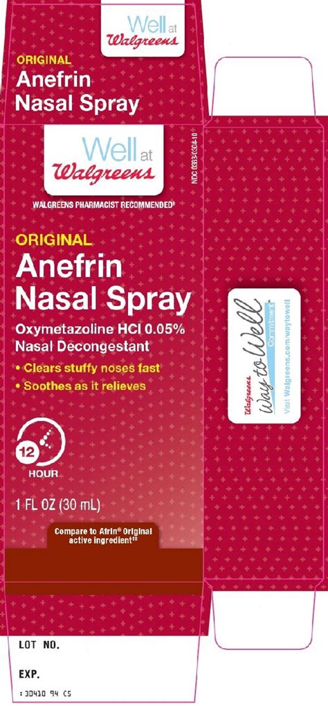 Anefrin Nasal Original Walgreen Company Oxymetazoline Hydrochloride 0