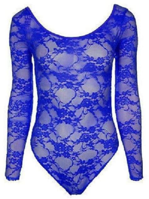 Womens Ladies Bardot Wet Look Long Sleeve Stretch Leotard Bodysuit Top