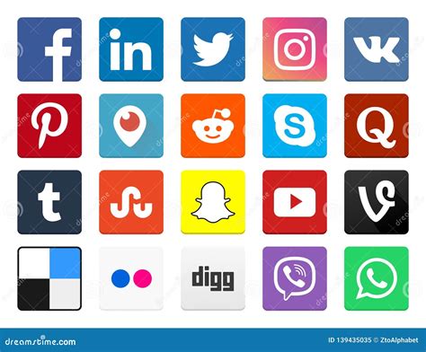 Social Media Icon Collections Set Editorial Image Illustration Of