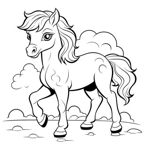 Premium AI Image | Graceful Gallop Serene Horse in Field Coloring Page