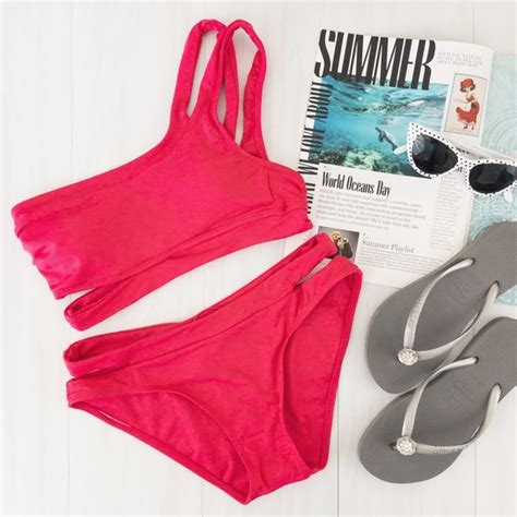 Becca Swim Becca By Rebecca Virtue Asymmetrical Split Strap Bikini Poshmark