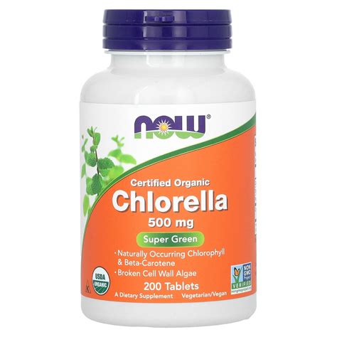 Now Foods Certified Organic Chlorella Mg Tablets Mg