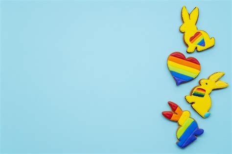 Lgbt Banner Orgullo Gay Conejito Galleta Arco Iris Coraz N Foto Premium