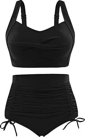 Umipubo Womens Swimsuit High Waisted Bikini Set Push Up Padded Two Piece Swimwear Ruched Tummy