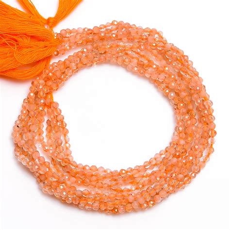 2 5mmNatural Sunstone Faceted Round Rondell Beads For Jewelry 33 Cm