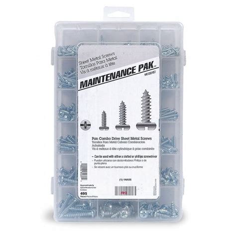 Zoro Select Sheet Metal Screw Assortment Steel Zinc Finish Ne Zoro