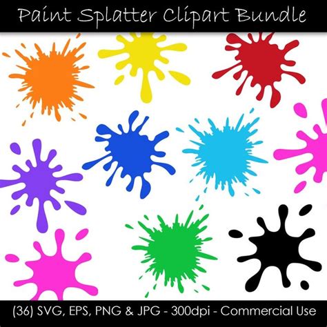 Paint Splatter SVG Bundle Paint Splash Clip Art Paint - Etsy | Paint ...