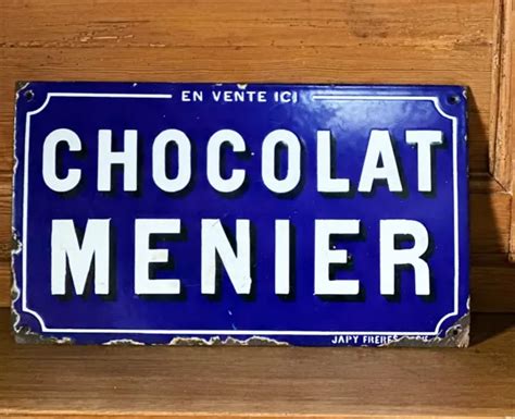 Plaque Emaillee Chocolat Menier Ancienne Sign E Japy Freres Eur