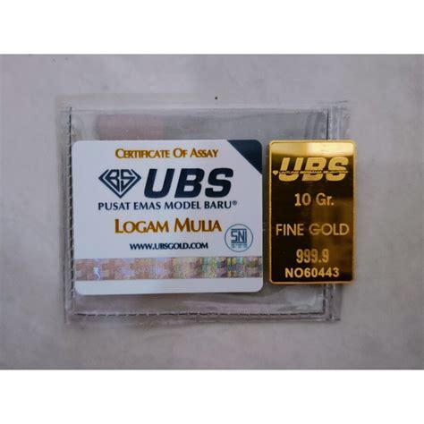 Jual Logam Mulia UBS SNI Pecahan 10 Gram Kadar 999 9 Shopee Indonesia