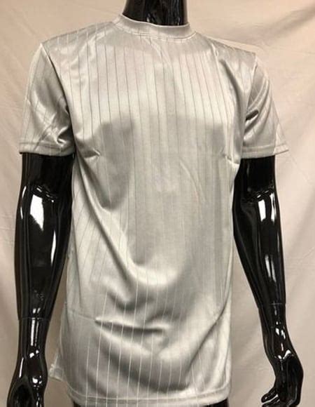 Mens Silver Silky Mock Neck Shirt