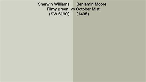 Sherwin Williams Filmy Green Sw 6190 Vs Benjamin Moore October Mist