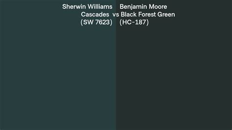 Sherwin Williams Cascades Sw 7623 Vs Benjamin Moore Black Forest Green Hc 187 Side By Side