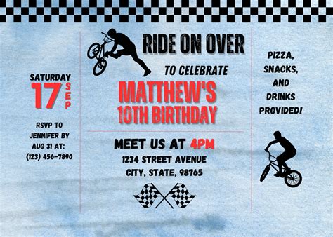 Bmx Birthday Invite Bmx Birthday Digital Download Mx Bmx Font Bmx Sv