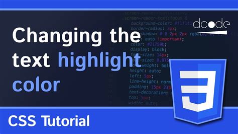 How To Change The Text Highlight Color And Styles Html Css Tutorial