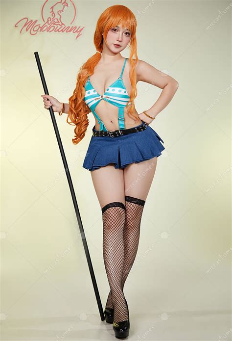 Nami Derivative Sexy Lingerie Cosutme Halloween Cutout Bodysuit And Mini Skirt Set Top