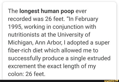 The Longest Human Poop Ever Recorded Was 26 Feet In February 1995