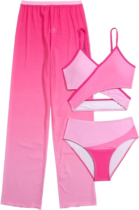 Amazon Soly Hux Girl S Piece Swimsuit Color Block Criss Cross Wrap Bikini Sets Bathing
