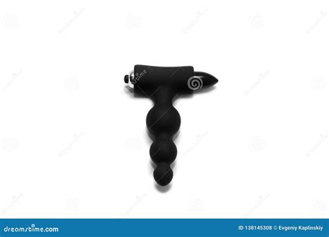 Vibrador Anal Preto Isolado No Fundo Branco Vista De Acima Foto De Stock Imagem De Molhado