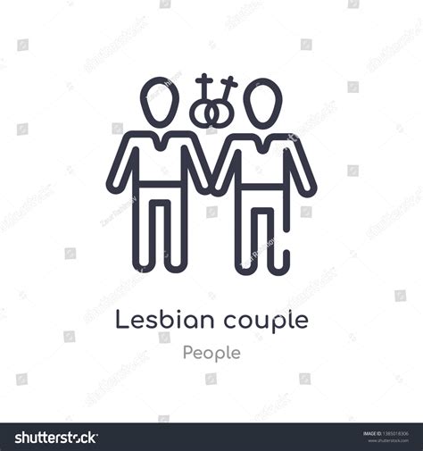 Lesbian Couple Outline Icon Isolated Line Stock Vector Royalty Free Shutterstock