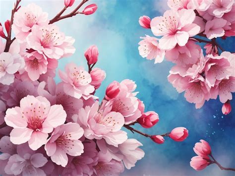 Premium Photo Water Color Cherry Blossom Background