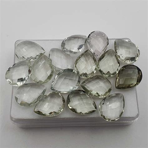 Natural Green Amethyst Pear Briolette Cut Loose Stone Lot Pcs