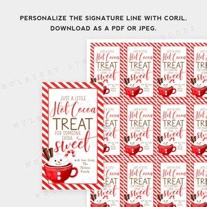 Printable Hot Cocoa Christmas Gift Tag Hot Chocolate Treat For Someone Sweet Bag Tag Christmas
