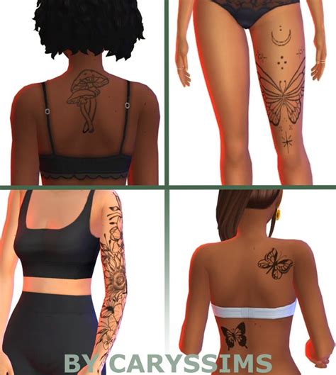 Three Different Images Of The Back Of A Woman S Body With Tattoos On It