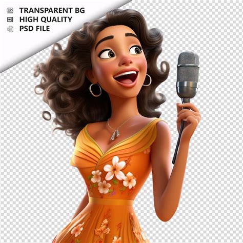 Mulher Latina Cantando Em 3D Estilo De Desenho Animado Fundo Branco Iso PSD Premium