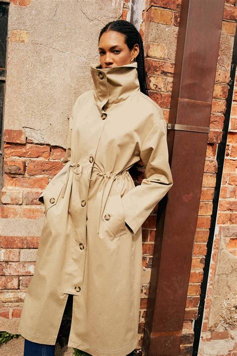 Khaki Women Sorbet X Defacto Regular Fit Trench Coat Defacto