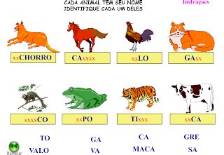 Animais Com 2 Silabas - JOGOS EDUCATIVOS - EDUCAÇÃO INFANTIL: Sílabas - nomes de animais