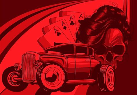Premium Vector Vector Illustration Of Custom Colorful Hot Rod