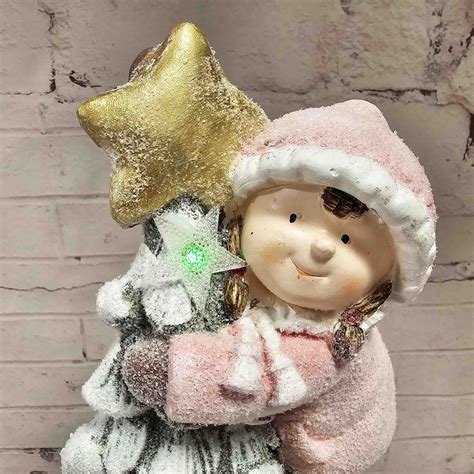 Фигура новогодняя с подсветкой из грубой керамики Дети и новогодняя ...