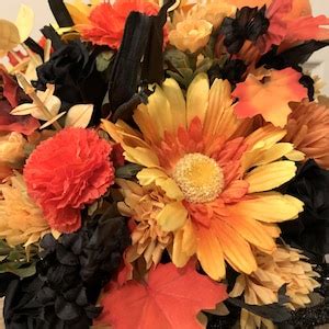 Fall Artificial Floral Arrangement Orange and Black Flower Arrangement ...